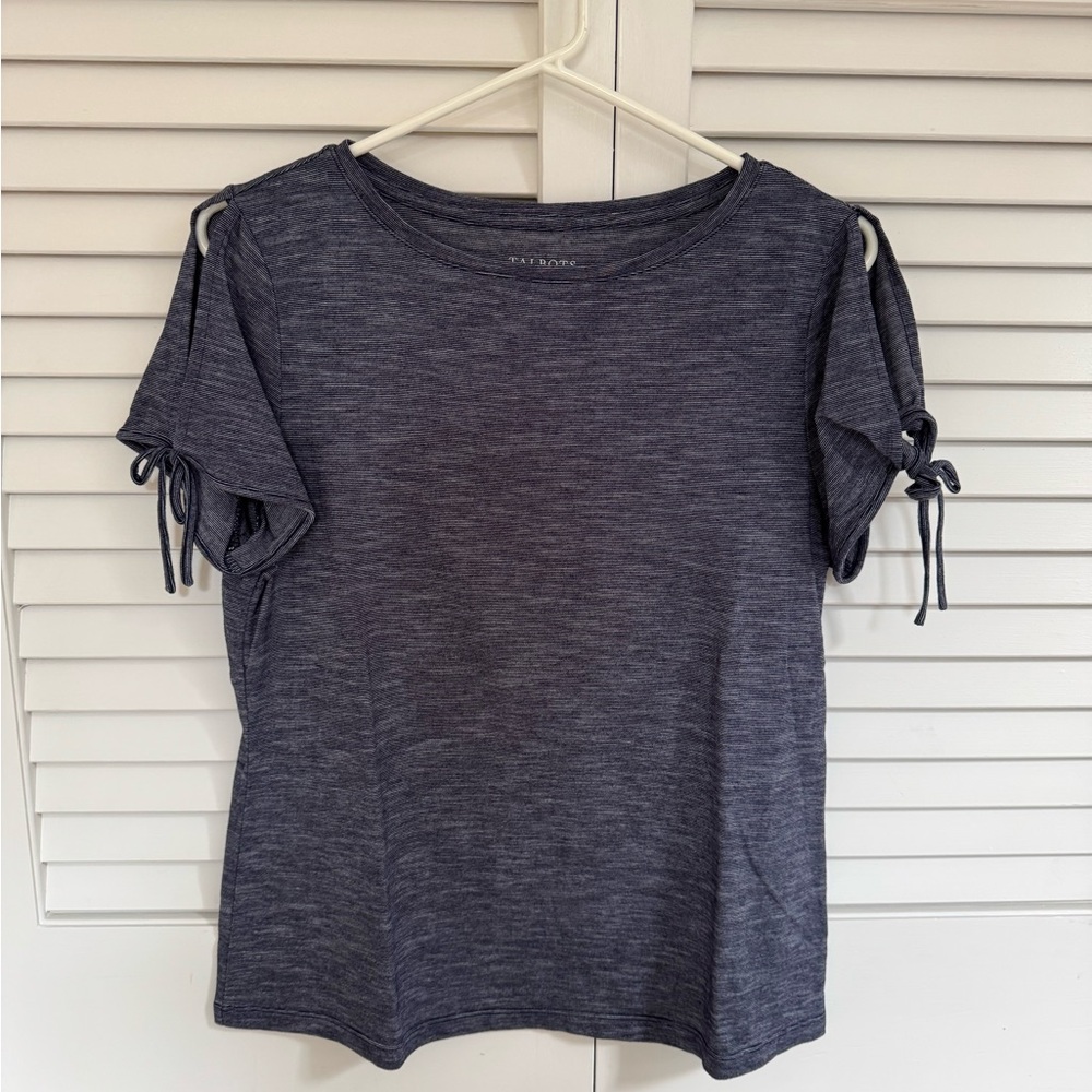 Talbots Navy and White Tee